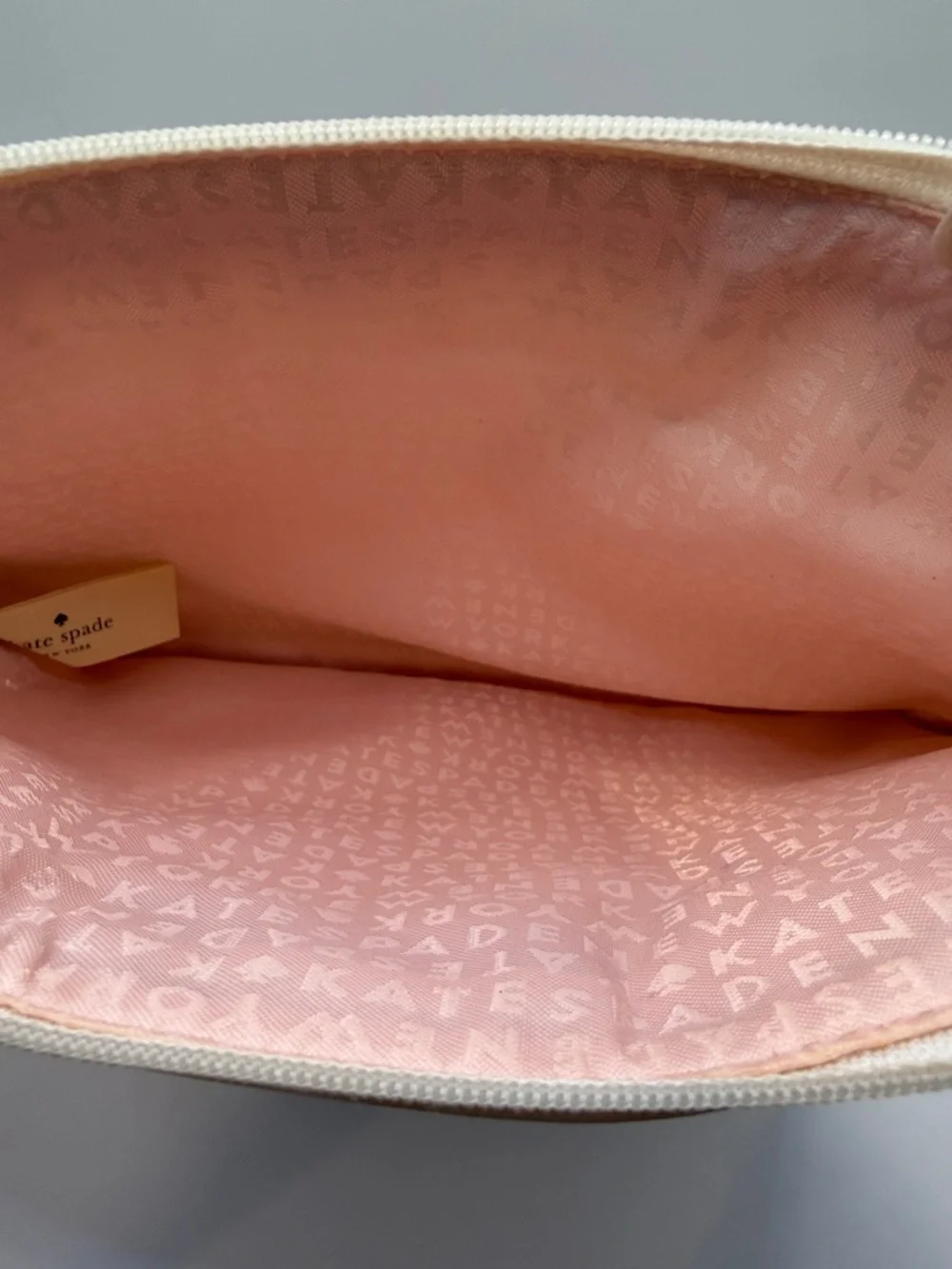 Kate Spade Cream Canvas Pouch with Pink & Orange Ice Cream Graphic - Picture 4 of 5